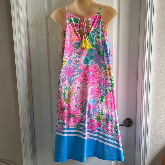 Lilly Pulitzer Floral Pima Cotton Swing Dress- L - Picture 2 of 3